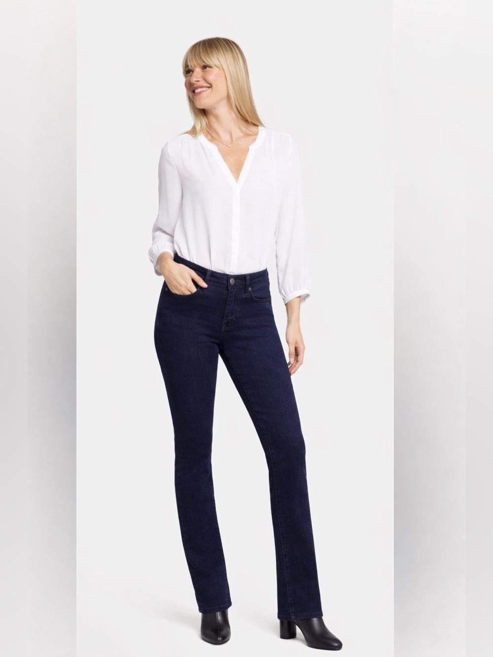 NYDJ Dark Wash Denim Barbara Bootcut Jeans In Petite Size 4P